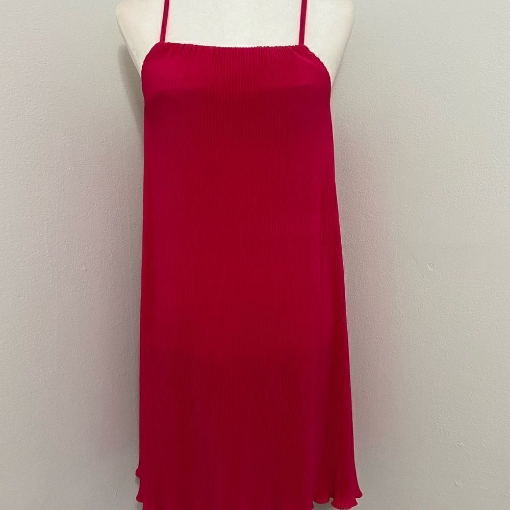 Zara Hot Pink Pleated Flowy Dress